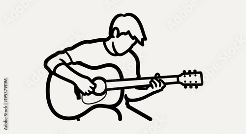 Man Playing Acoustic Guitar Illustration.