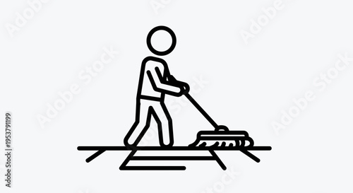 Man Mowing Lawn with Lawnmower.