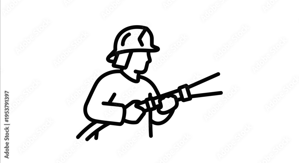 Fototapeta premium Soldier Firing Rifle Illustration.