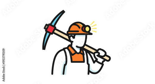 Miner Worker Cartoon Character Illustration.