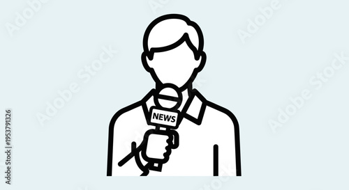 News Reporter Holding Microphone Icon.