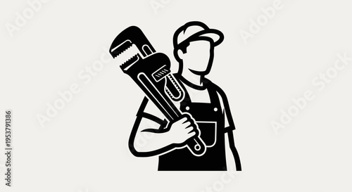 Plumber Holding Adjustable Wrench Tool.