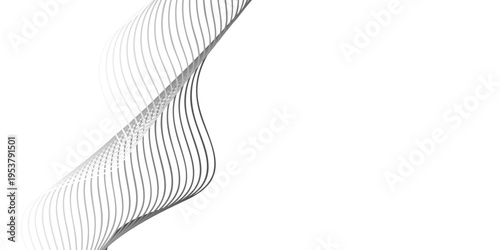 An abstract black and white wavy line vector pattern creates a modern textured background illustration with curved shapes for a stylish web cover or business card wallpaper design