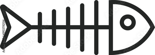 Minimalist Fishbone Icon Seafood, Nutrition and Skeletal Remains Concept Line Vector