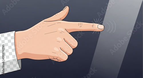 Hand Interacting with Touchscreen Interface in Modern Technology.