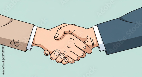 Illustration of a Business Handshake Agreement Between Two Individuals.