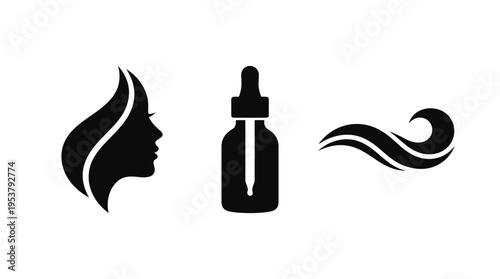 Beauty serum bottle and face icon
