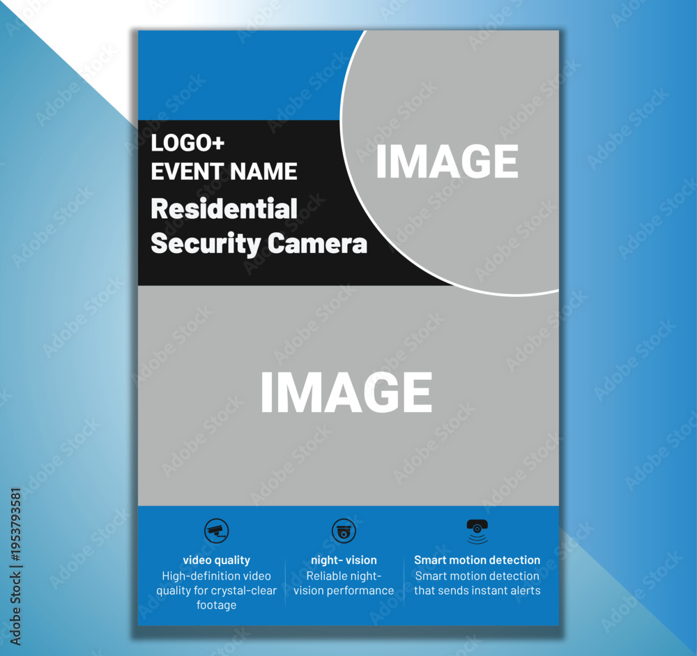 Fototapeta premium Residential security camera flyer template vector