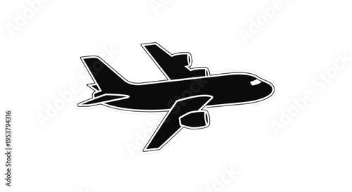 Airplane silhouette in flight mode.