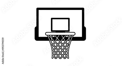 Basketball hoop with net and backboard.