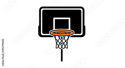 Basketball hoop with orange rim.