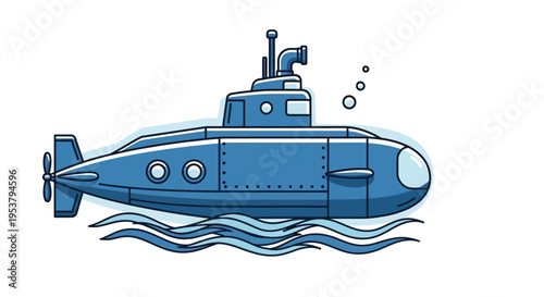 Blue submarine underwater vehicle model.