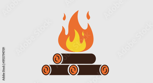 Burning logs with orange flames.