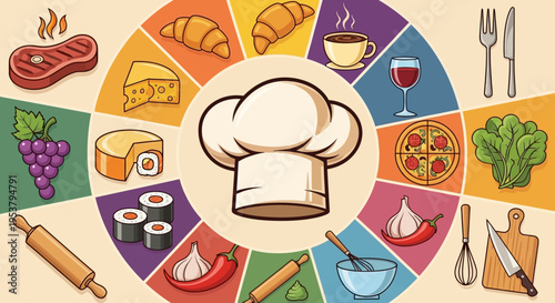 Chef hat icon food culinary symbol.