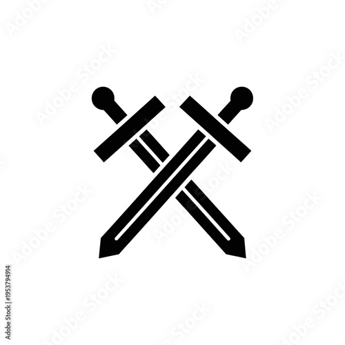 Crossed swords symbol icon logo.