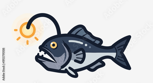 Fish with hook in mouth swimming.