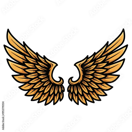 Golden wings with black outline.