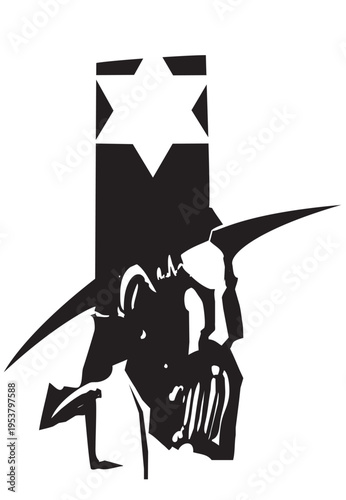 Woodcut style image of an elderly Jewish man