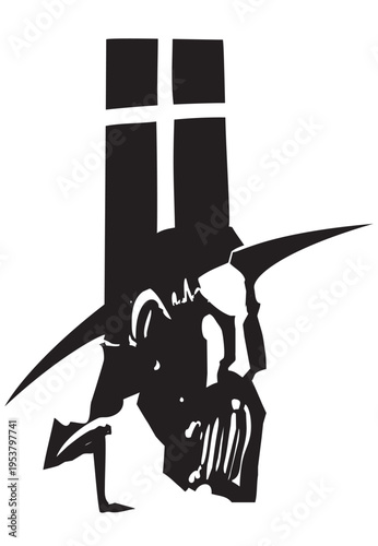 Woodcut style priest of the spanish Inquisition