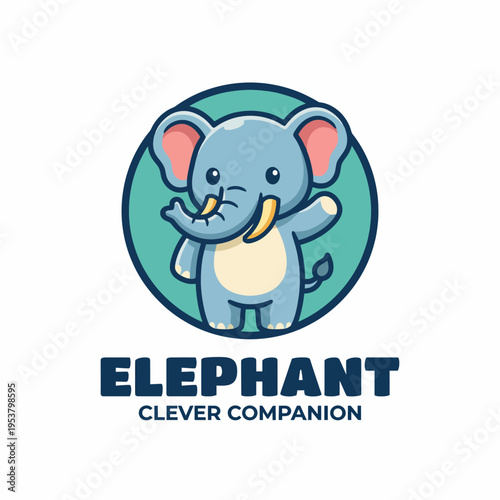 This image features a cartoon-style elephant waving cheerfully, embodying friendship and joy, with its adorable design sure to captivate viewers and delight any audience.