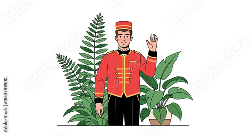 Hotel Bellhop Greeting Guest Hospitality Service Concept