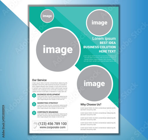 Corporate brochure template with sample text and icons vector