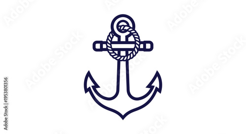 Nautical anchor symbol with rope.