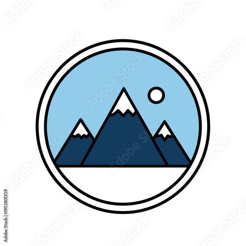 Mountain range with snow capped peaks.