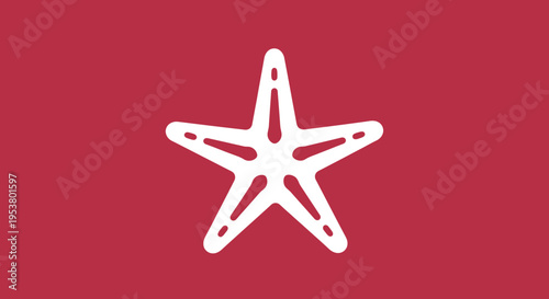 White starfish on red background.