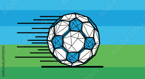 Soccer ball in motion fast speed.