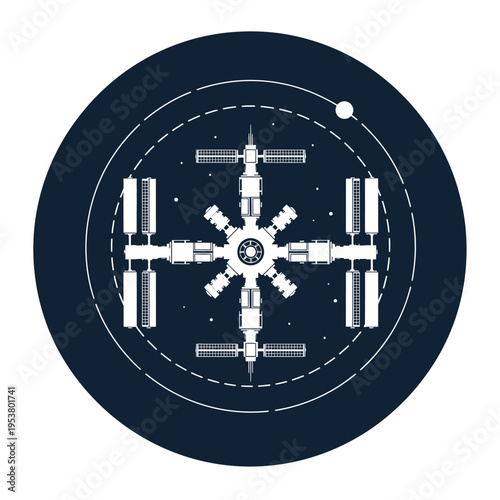 Space Station Satellite Orbiting Earth.