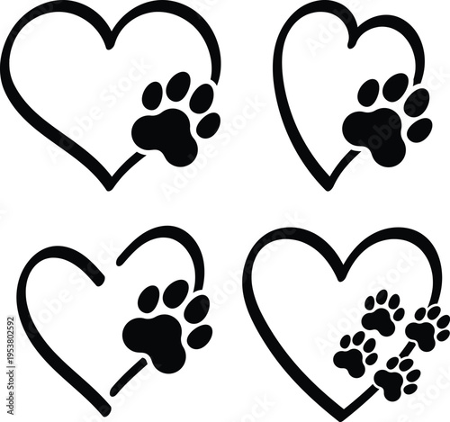 Puppy paw prints and bone graphic for pet product design vector