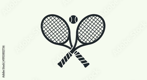 Tennis rackets and ball illustration.