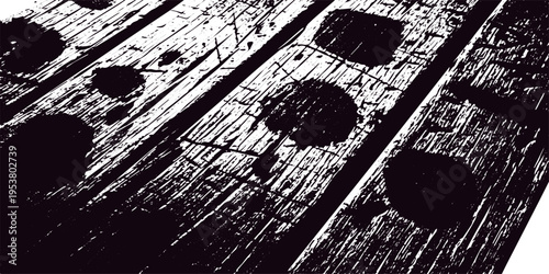 Grungy dark distressed wood texture with scratches and imperfections, black and white abstract background, wood grain