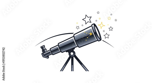 Telescope on a tripod stand.