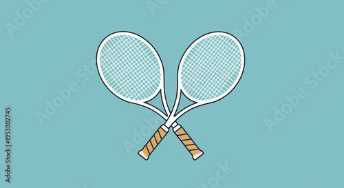 Tennis rackets crossed on each other.