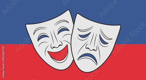 Theatrical comedy and tragedy masks.
