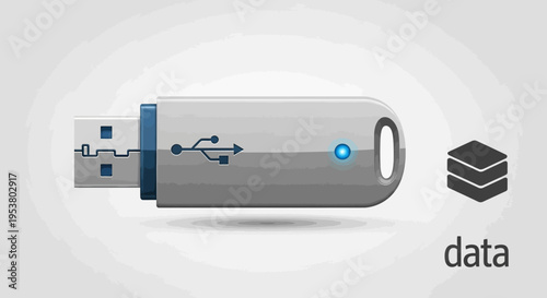 USB flash drive with blue light.