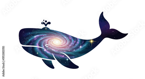 Whale with swirling galaxy inside.