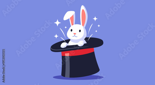 White rabbit in magic hat.