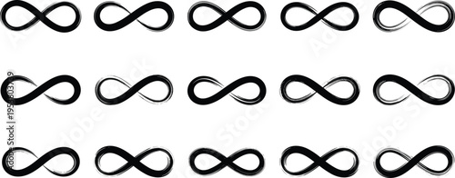 Infinity symbol collection with hand drawn style endless loop icons isolated on white background abstract vector illustration set