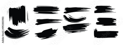 Collection of black brush strokes on white background
