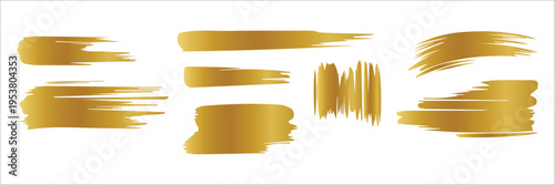 Golden brush strokes on white background