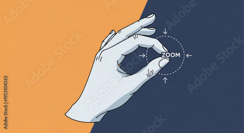 Hand gesture indicating zoom, focus, or precision on a specific target.