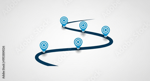 Fotografie Roadmap with Location Pins - Strategic Planning and Navigation Concept