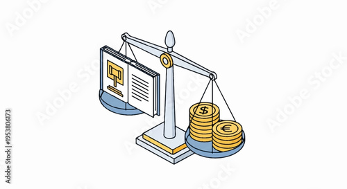 Digital document weighed against gold coins on balance scale symbolizing value comparison