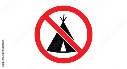 Simple vector graphic illustration symbolizing no camping allowed icon design element