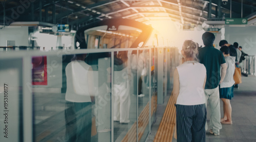 Photos Shallow focus of a modern yellow monorail train in Bangkok, Thailand