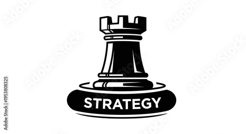Black chess piece strategy concept icon.
