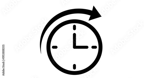 Black clock icon with arrow.